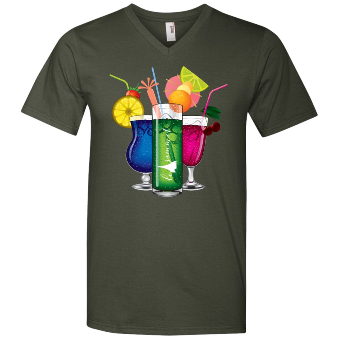 Drinks on Me Printed V-Neck T-Shirt