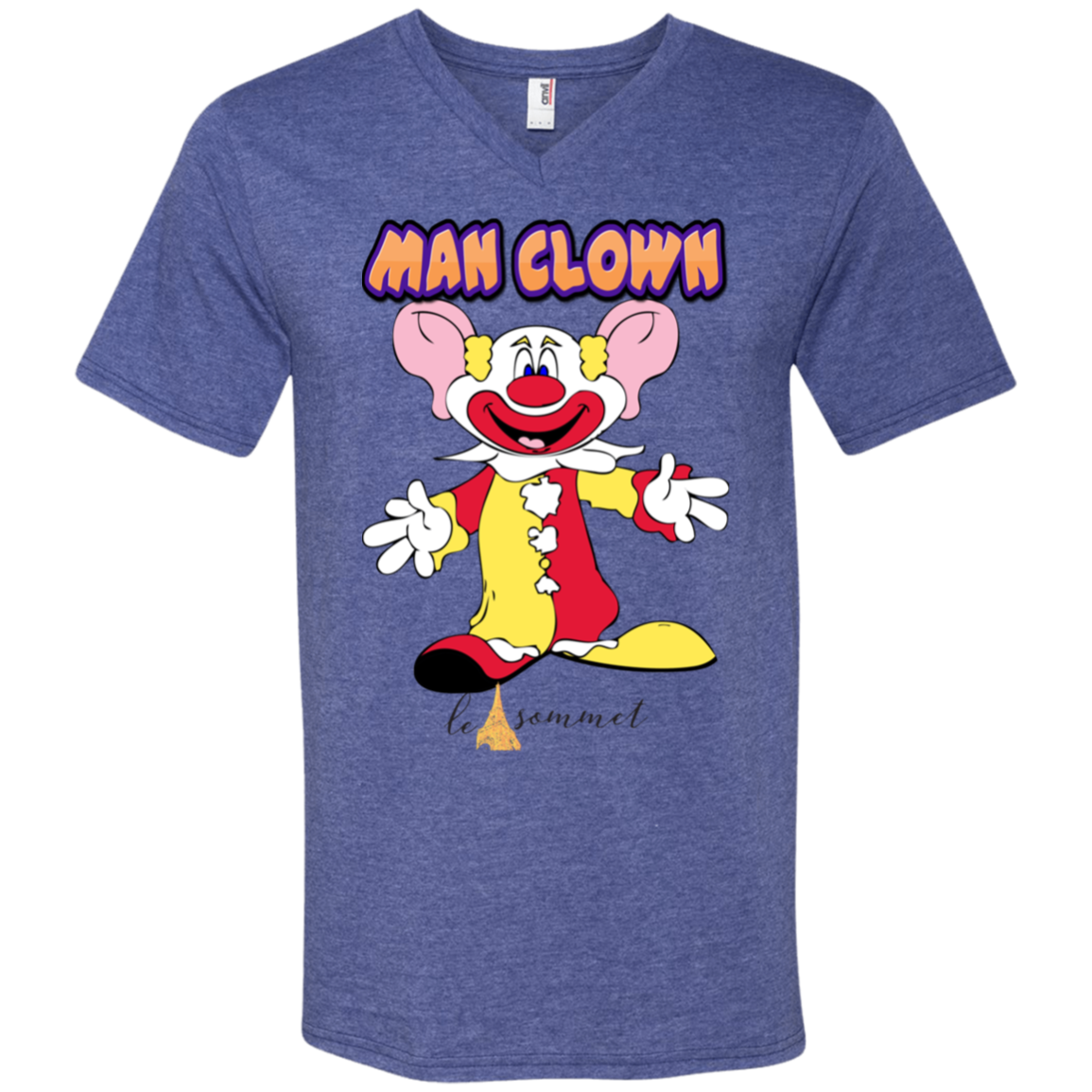 Man Clown Printed V-Neck T-Shirt