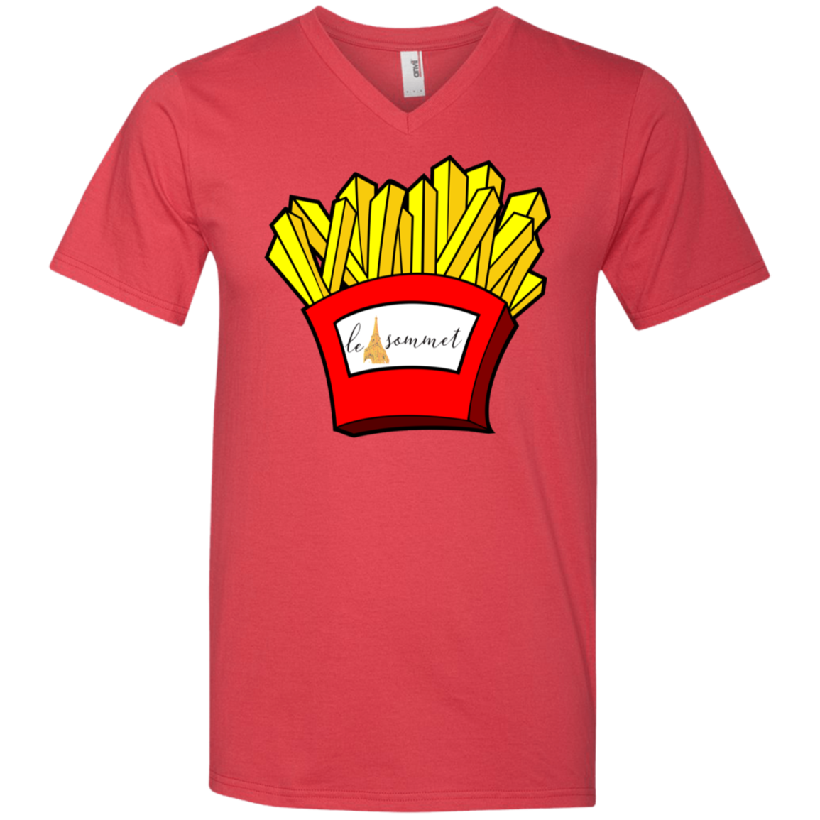 French Fries Printed V-Neck T-Shirt