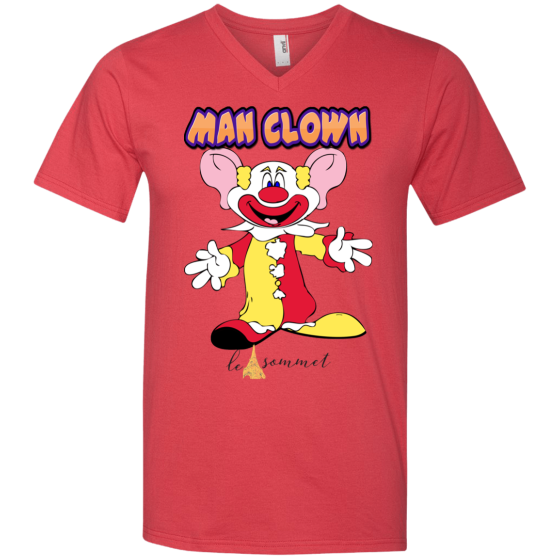 Man Clown Printed V-Neck T-Shirt