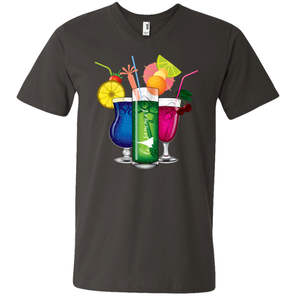 Drinks on Me Printed V-Neck T-Shirt