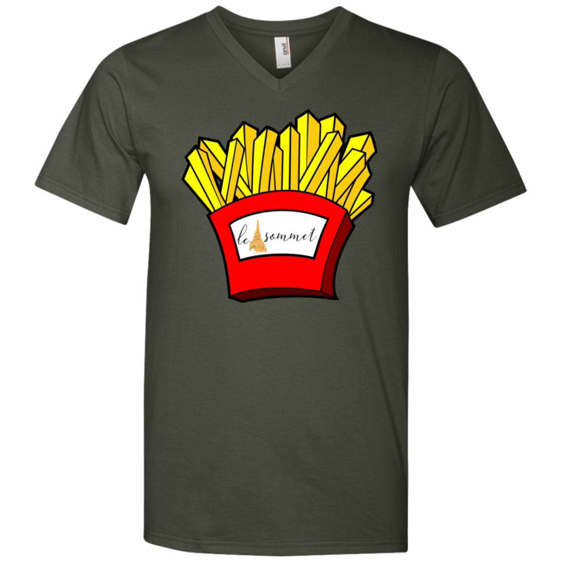 French Fries Printed V-Neck T-Shirt