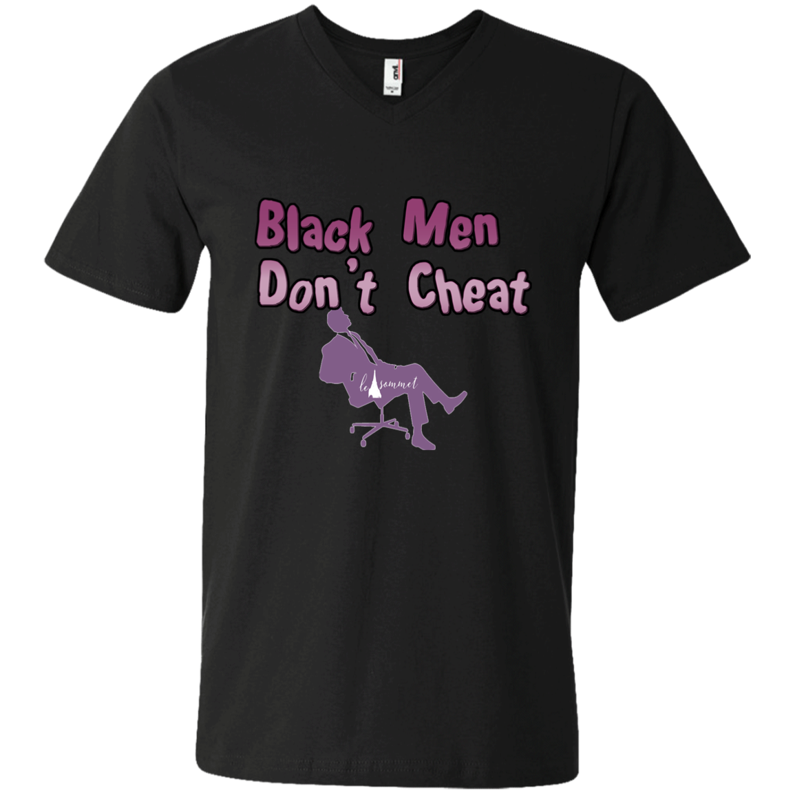 Black Men Don't Cheat Printed V-Neck T-Shirt