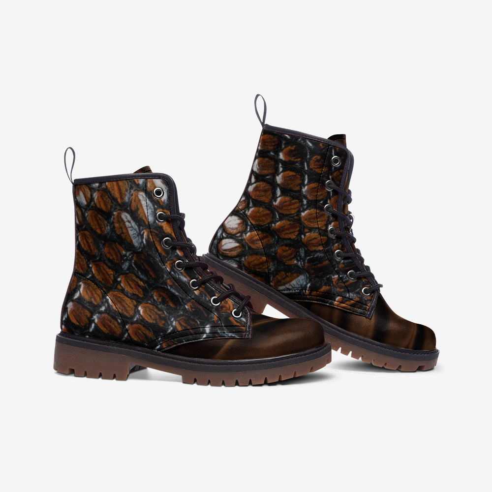 Le Sommet "D-22" Leather Boots (Brown and Snake Skin)