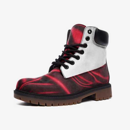 Le Sommet "D-22" Leather Boots (Maroon & White)