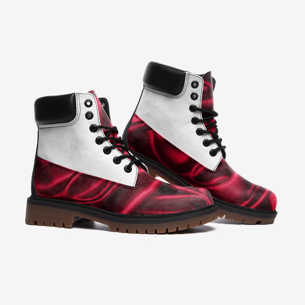 Le Sommet "D-22" Leather Boots (Maroon & White)