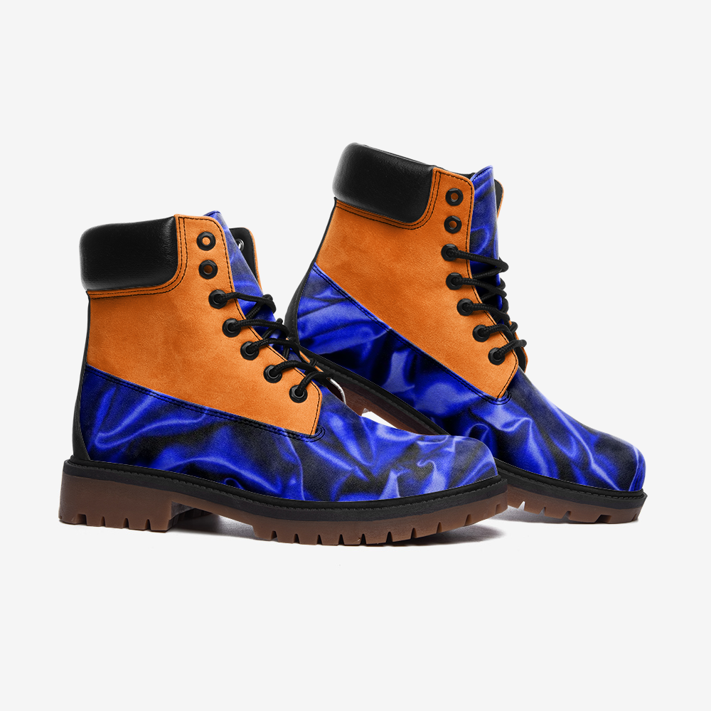 Le Sommet "D-22" Leather Boots (Blue & Orange)